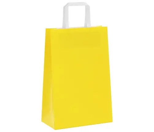 Papīra Maisiņi 250 Gab. Ar Rokturiem, Dzelteni, 21X11X31 Cm Vidaxl