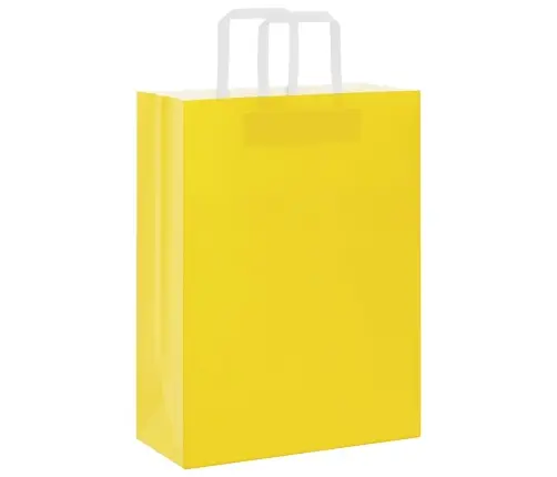Papīra Maisiņi 250 Gab. Ar Rokturiem, Dzelteni, 26X12X35 Cm Vidaxl