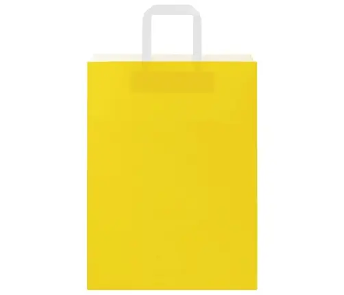 Papīra Maisiņi 250 Gab. Ar Rokturiem, Dzelteni, 26X12X35 Cm Vidaxl