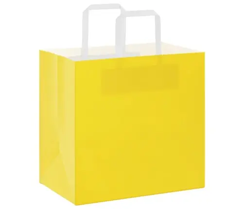 Papīra Maisiņi 250 Gab. Ar Rokturiem, Dzelteni, 26X17X25 Cm Vidaxl