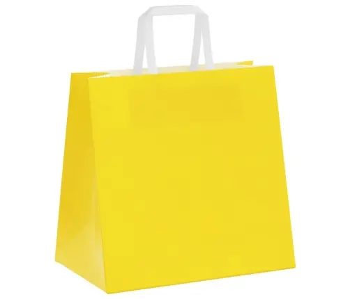 Papīra Maisiņi 250 Gab. Ar Rokturiem, Dzelteni, 26X17X25 Cm Vidaxl