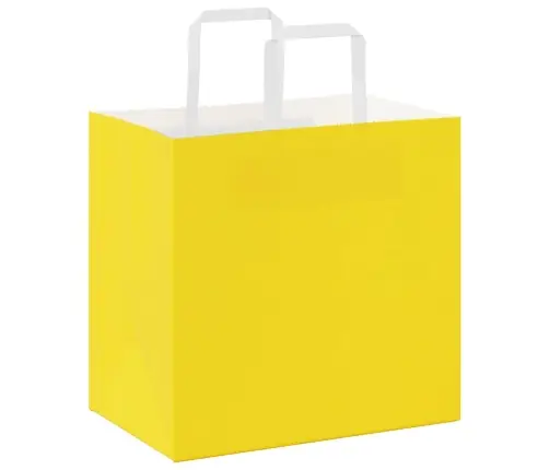 Papīra Maisiņi 250 Gab. Ar Rokturiem, Dzelteni, 26X17X25 Cm Vidaxl