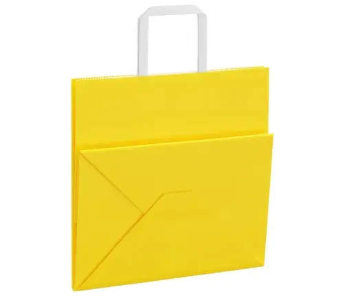 Papīra Maisiņi 250 Gab. Ar Rokturiem, Dzelteni, 26X17X25 Cm Vidaxl