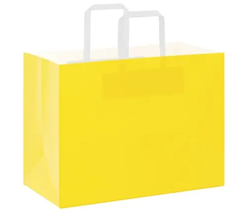 Papīra Maisiņi 250 Gab. Ar Rokturiem, Dzelteni, 32X17X25 Cm Vidaxl