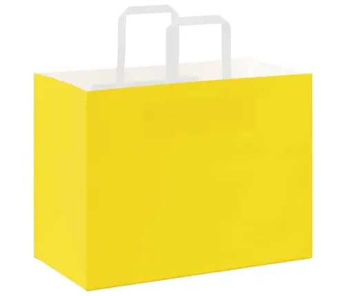 Papīra Maisiņi 250 Gab. Ar Rokturiem, Dzelteni, 32X17X25 Cm Vidaxl