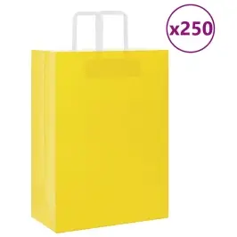 Popieriniai Maišeliai 250Vnt. Su Rankenomis Geltonos 32X17X44Cm