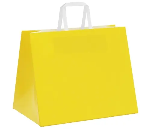 Papīra Maisiņi 250 Gab. Ar Rokturiem, Dzelteni, 32X22X24 Cm Vidaxl