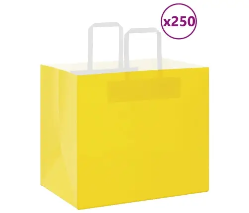 Paberkotid, 250 Tk, Käepidemetega, Kollane, 32X22X28 Cm