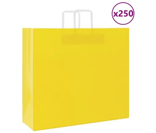 Papīra Maisiņi 250 Gab. Ar Rokturiem, Dzelteni, 54X15X49 Cm Vidaxl
