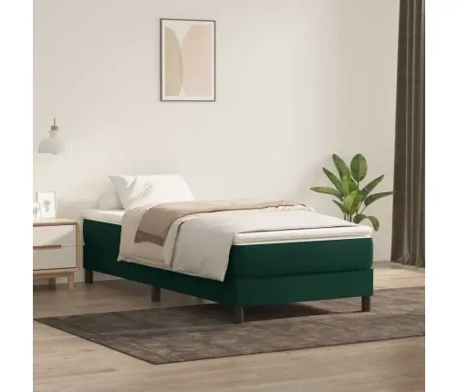 Box Spring Gulta Bez Matrača Tumši Zaļa 80X210 Cm Samts Vidaxl