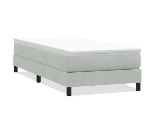 Box Spring Lova Be Čiužinio Šviesiai Pilka 90X210 Cm Aksomas