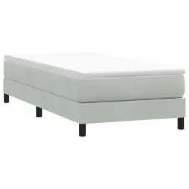 Box Spring Lova Be Čiužinio Šviesiai Pilka 90X210 Cm Aksomas
