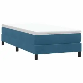 Box Spring Lova Be Čiužinio Tamsiai Mėlyna 100X210 Cm Aksomas