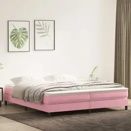 Box Spring Lova Be Čiužinio Rožinė 200X210 Cm Aksomas Box Spring Lova Be Čiužinio Rožinė 200X210 Cm Aksomas