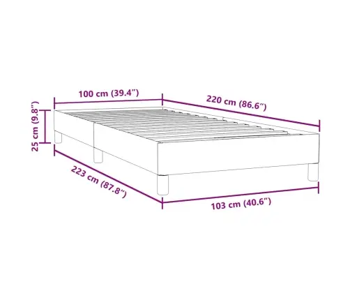 Box Spring Gulta Bez Matrača Tumši Pelēka 100X220 Cm Samts Vidaxl