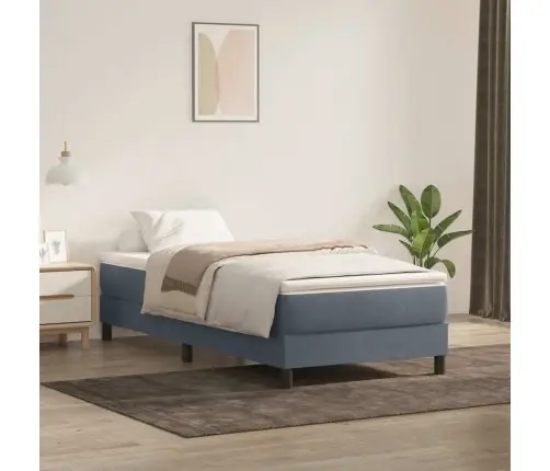 Box Spring Gulta Bez Matrača Tumši Pelēka 100X220 Cm Samts Vidaxl