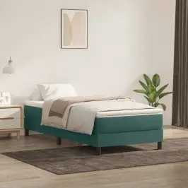 Box Spring Gulta Bez Matrača Tumši Zaļa 100X220 Cm Samts Vidaxl