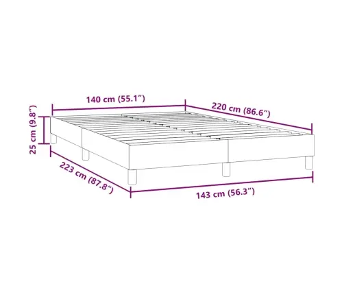 Box Spring Gulta Bez Matrača Tumši Pelēka 140X220 Cm Samts Vidaxl