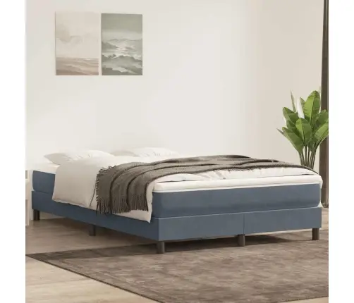 Box Spring Gulta Bez Matrača Tumši Pelēka 140X220 Cm Samts Vidaxl