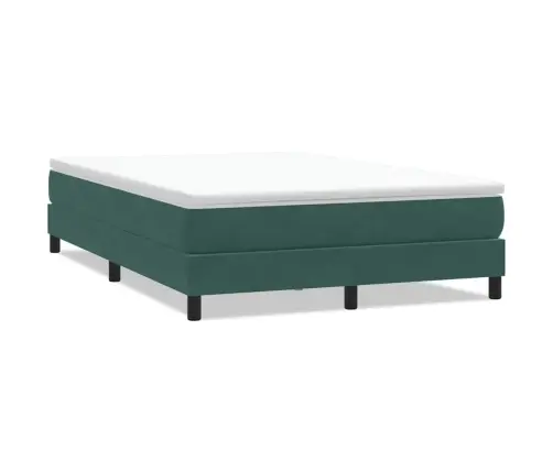 Box Spring Gulta Bez Matrača Tumši Zaļa 140X220 Cm Samts Vidaxl