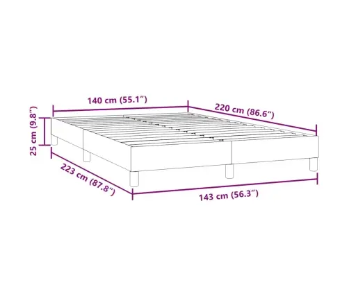 Box Spring Gulta Bez Matrača Tumši Zila 140X220 Cm Samts Vidaxl