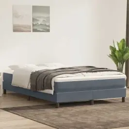 Box Spring Lova Be Čiužinio Tamsiai Pilka 160X220 Cm Aksomas