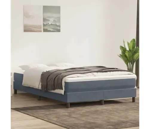 Box Spring Lova Be Čiužinio Tamsiai Pilka 160X220 Cm Aksomas