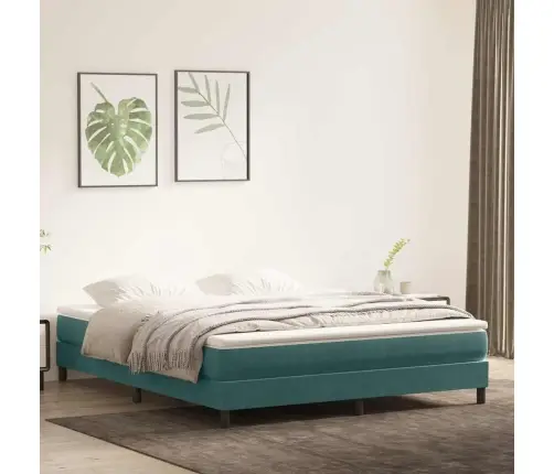 Box Spring Gulta Bez Matrača Tumši Zaļa 180X220 Cm Samts Vidaxl