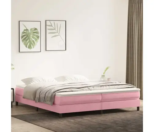 Box Spring Gulta Bez Matrača Rozā 200X220 Cm Samts Vidaxl