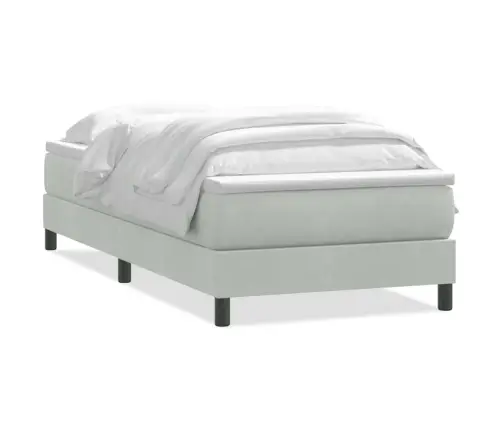 Box Spring Gulta Ar Matraci Gaiši Pelēks 80X210 Cm Velvet Vidaxl