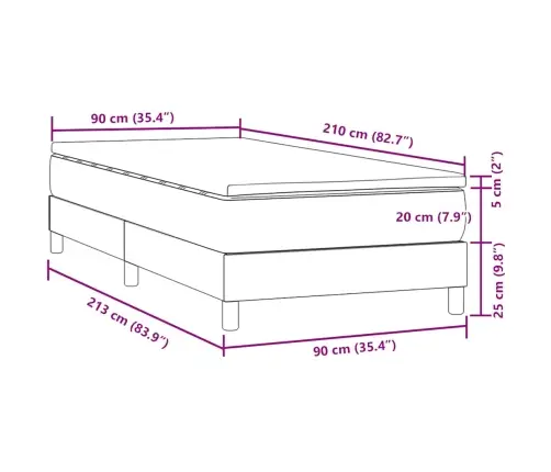 Box Spring Lova Su Čiužiniu Šviesiai Pilka 90X210 Cm Velvet