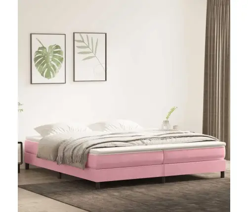 Kontinentaalvoodi Madratsiga, Roosa, 180X210 cm Samet