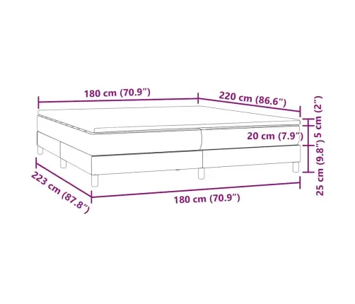 Kontinentaalvoodi Madratsiga, Helehall, 180X220 cm Samet