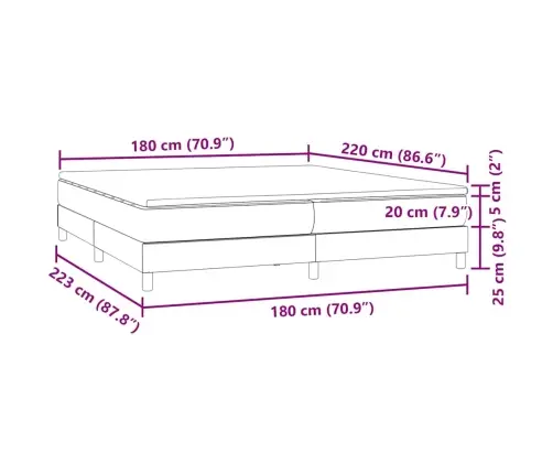 Lova Su Spyruoklėmis Ir Čiužiniu, Pilka, 180X220 cm Aksomas
