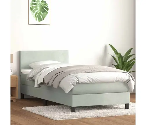 Kontinentaalvoodi Madratsiga, Helehall, 100X210 cm Samet