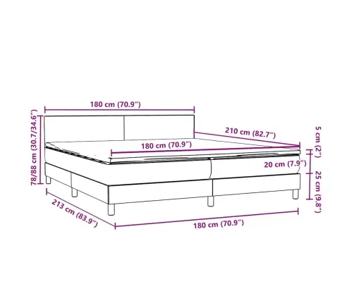 Atsperu Gulta Ar Matraci, Gaiši Pelēka Samts, 180X210 Cm Vidaxl