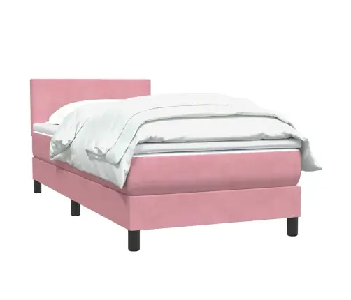 Atsperu Gulta Ar Matraci, Rozā Samts, 90X220 Cm Vidaxl