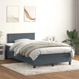 Atsperu Gulta Ar Matraci, Tumši Pelēka Samts, 120X220 Cm Vidaxl