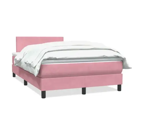 Atsperu Gulta Ar Matraci, Rozā Samts, 120X220 Cm Vidaxl