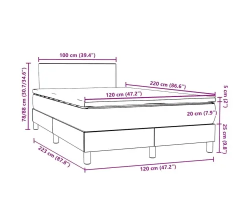 Atsperu Gulta Ar Matraci, Rozā Samts, 120X220 Cm Vidaxl