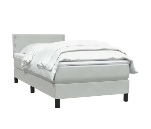 Box Vedruvoodi Madratsiga Helehall 80X210 Cm Samet