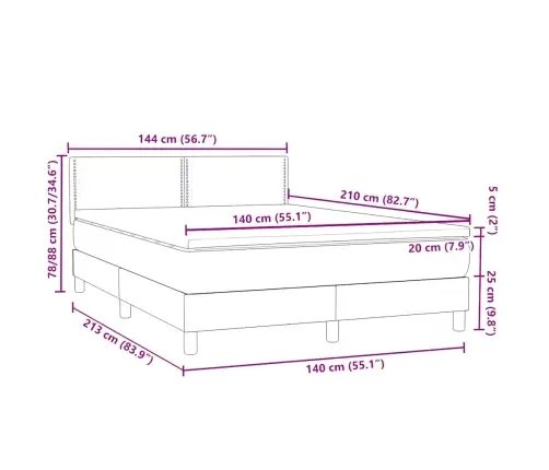 Atsperu Gulta Ar Matraci, Gaiši Pelēka Samts, 140X210 Cm Vidaxl