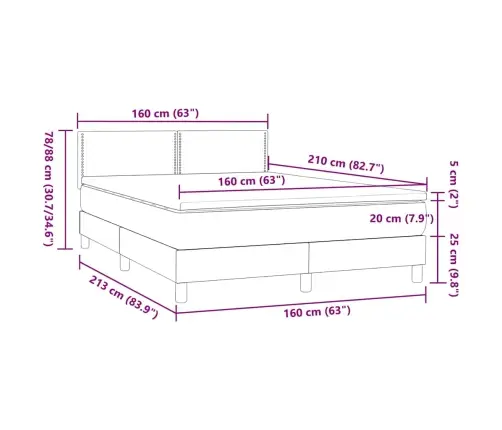 Atsperu Gulta Ar Matraci, Tumši Zils Samts, 160X210 Cm Vidaxl