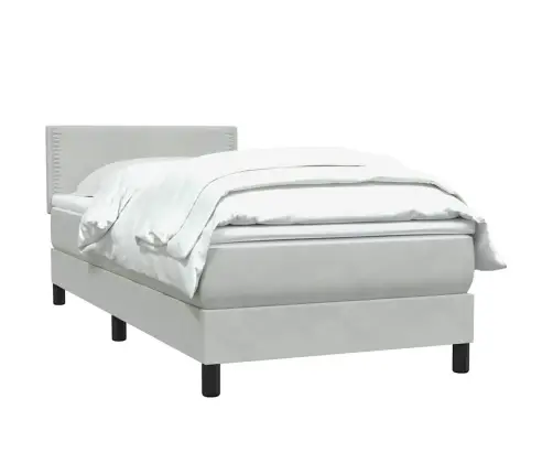 Box Vedruvoodi Madratsiga Helehall 90X220 Cm Samet