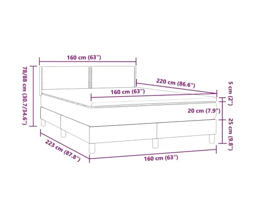 Atsperu Gulta Ar Matraci, Melns, 160X220 Cm Vidaxl