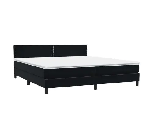 Box Spring Lova Su Čiužiniu Juodas 180X220 Cm Aksomas