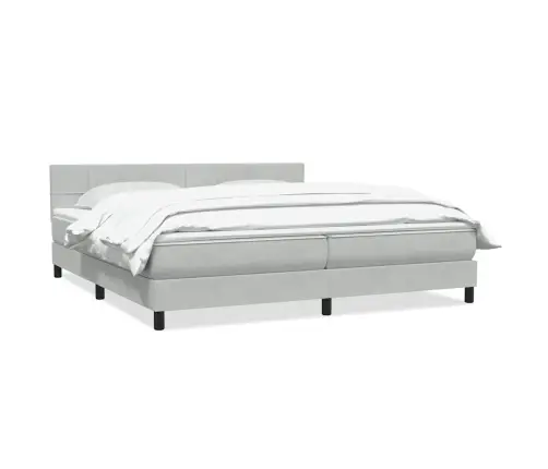 Atsperu Gulta Ar Matraci, Gaiši Pelēka Samts, 180X210 Cm Vidaxl