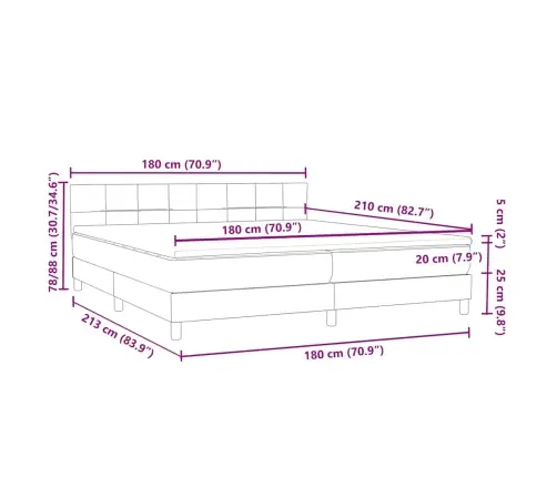 Atsperu Gulta Ar Matraci, Gaiši Pelēka Samts, 180X210 Cm Vidaxl