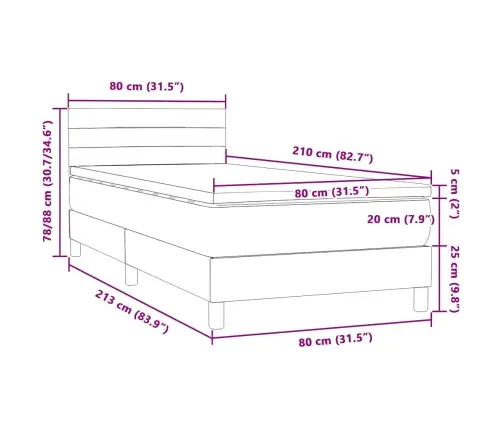 Box Vedruvoodi Madratsiga Helehall 80X210 Cm Samet