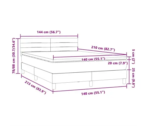 Kontinentaalvoodi Madratsiga, Tumehall, 140X210 cm Samet